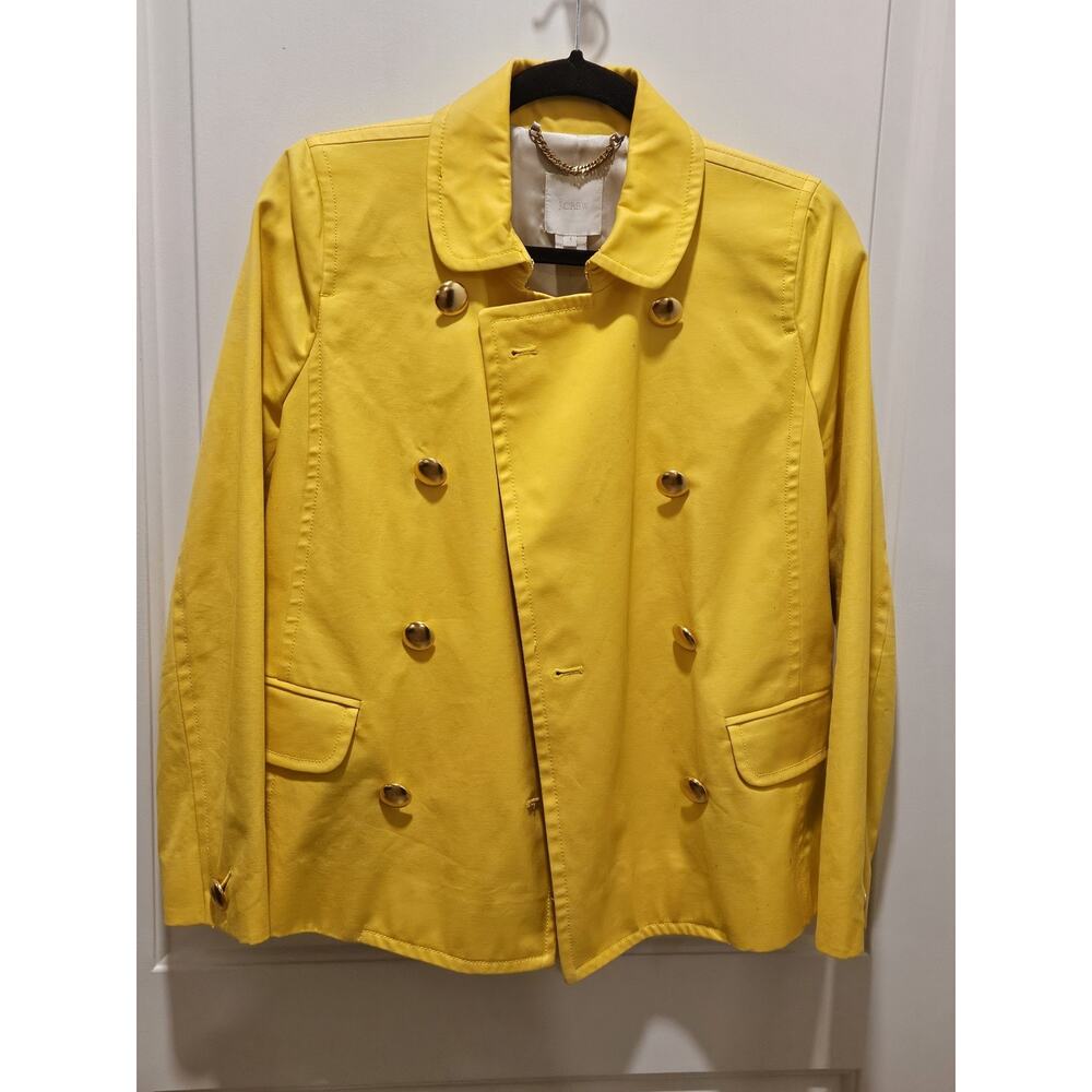 J Crew Womens sz 4 Bright Yellow Trudy Peacoat Blazer Double breasted Coat LN